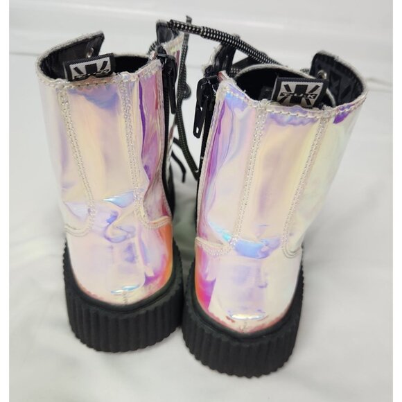 TUK Footwear Women's Sz. 6 Iridescent Mondo Combat Boots NWT - Picture 4 of 9